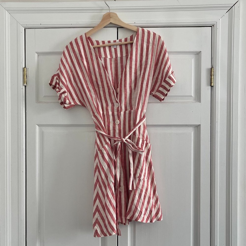 Linen Striped Mini Dress